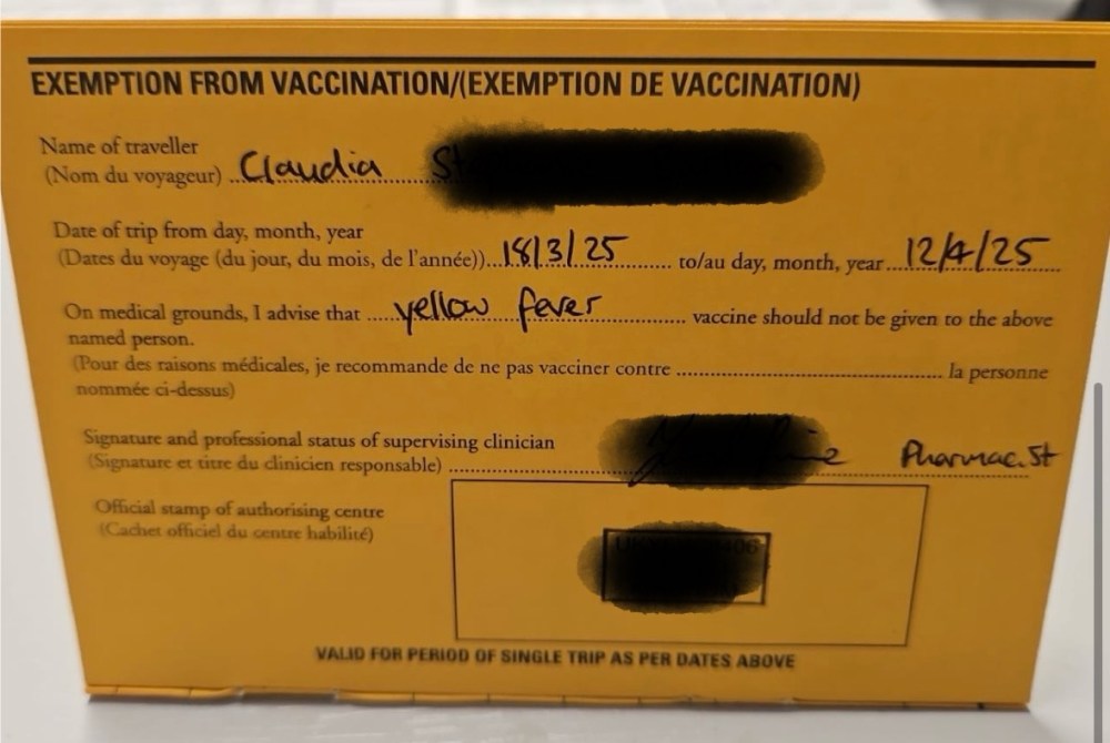 Yellow fever certificate in Africa 