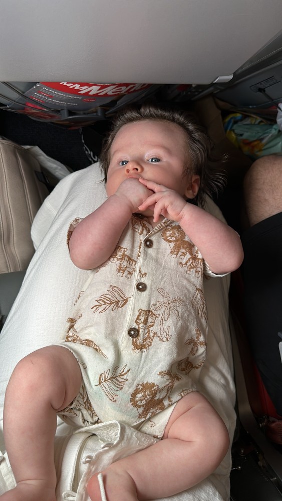 Lap infant on first holiday abroad